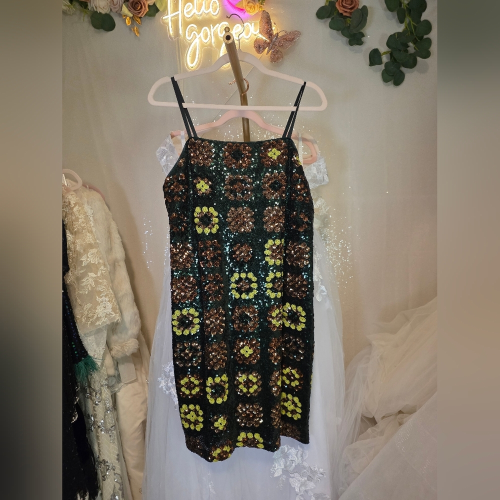 NWT Size M Johnny Was Love Gemini Sequin Spaghetti Strap Mini Dress - Picture 8 of 13